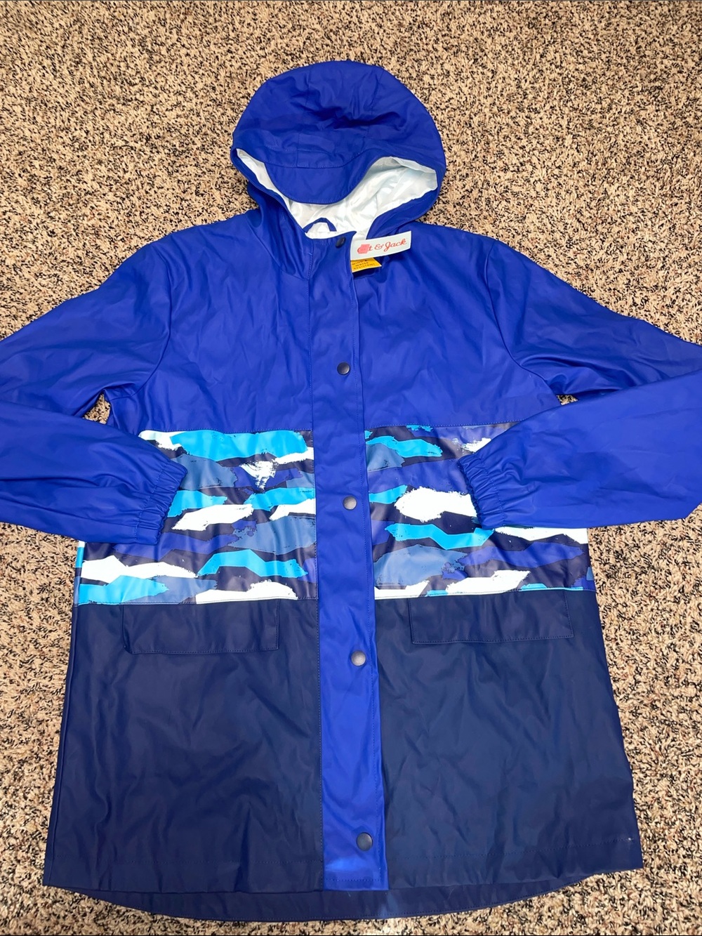 Cat & Jack Blue Hooded Raincoat Windbreaker Size XL (12/14) | NWT